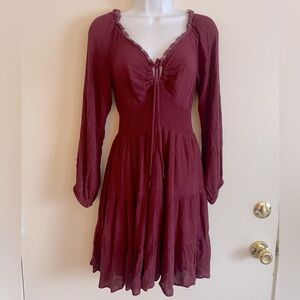 Burgundy Long Sleeve Dress
